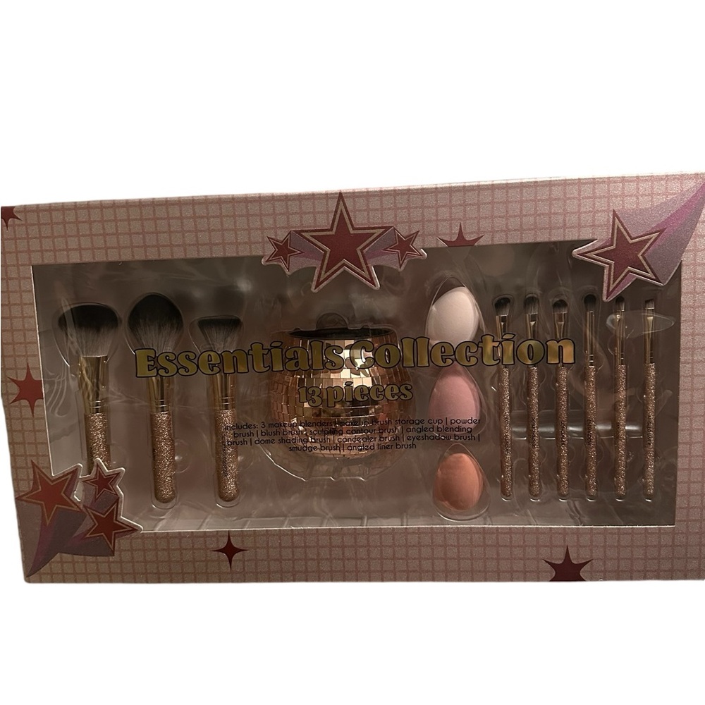 essential collection Disco bling make up brush kit 13 piece new & sealed Gold